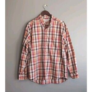 J.Crew Size Large Vintage Plaid Shirt Mens Orange Button Down Plaid Check Top LS